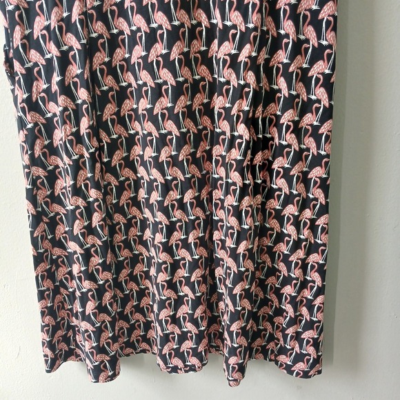 Boden Size 14R Lucinda Jersey Midi Dress Flamingos Short Sleeve Pockets Stretch - Picture 14 of 14